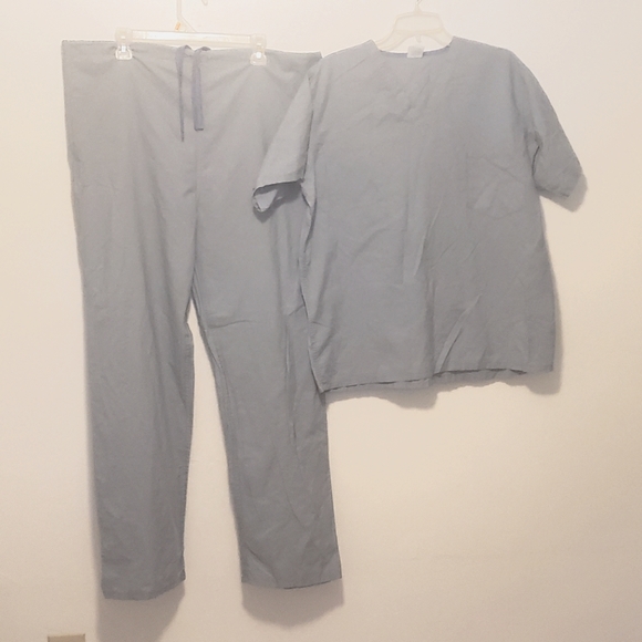 Unisex Medline reversible drawstring scrubs Gray/blue Large - Picture 1 of 9